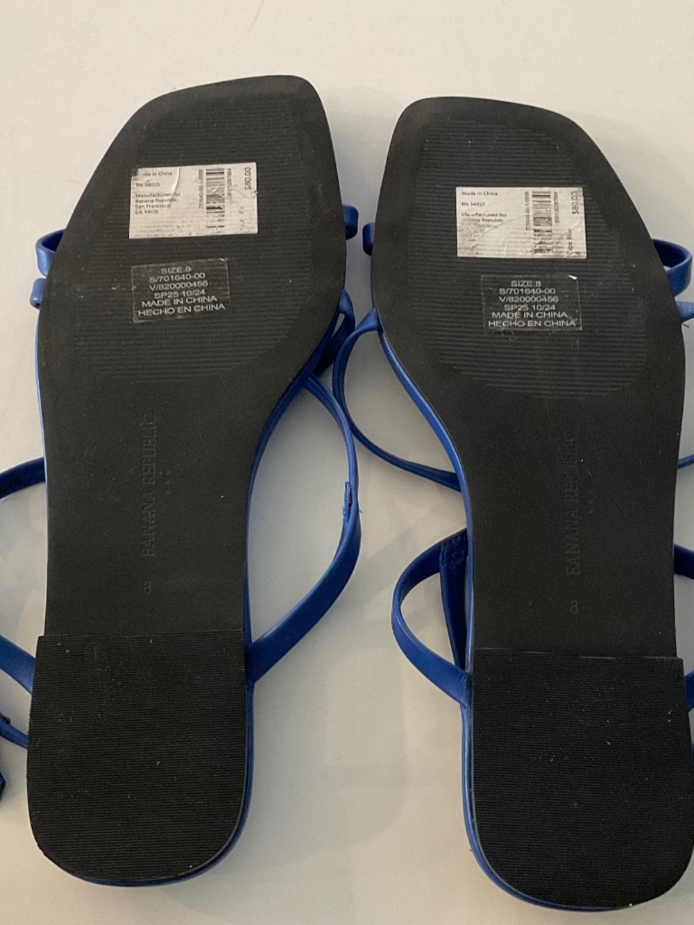 BANANA REPUBLIC Flat Thin Stap Blue Sandals Size 8 - Picture 3 of 4